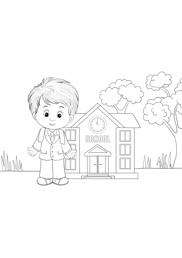 A boy going to school coloring sheet free to print and color