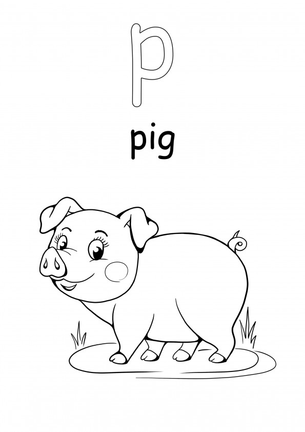 Lowercase letter p free downloadable coloring picture