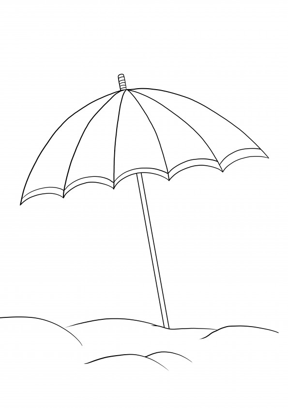 Beach umbrella easy coloring sheet for kids to have fun
