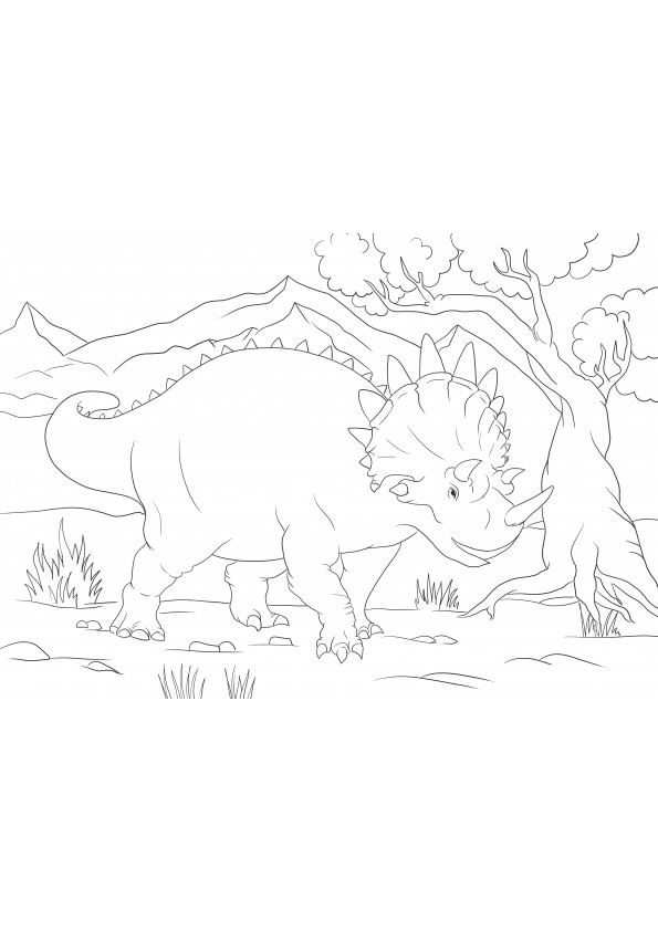 Big Triceratops free printing or downloading image for kids to color