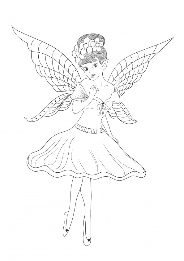 A simple and easy coloring sheet of a Disney fairy free to print