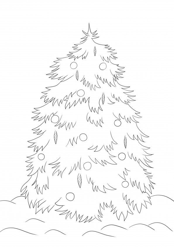 Free Xmas tree coloring page to print or download