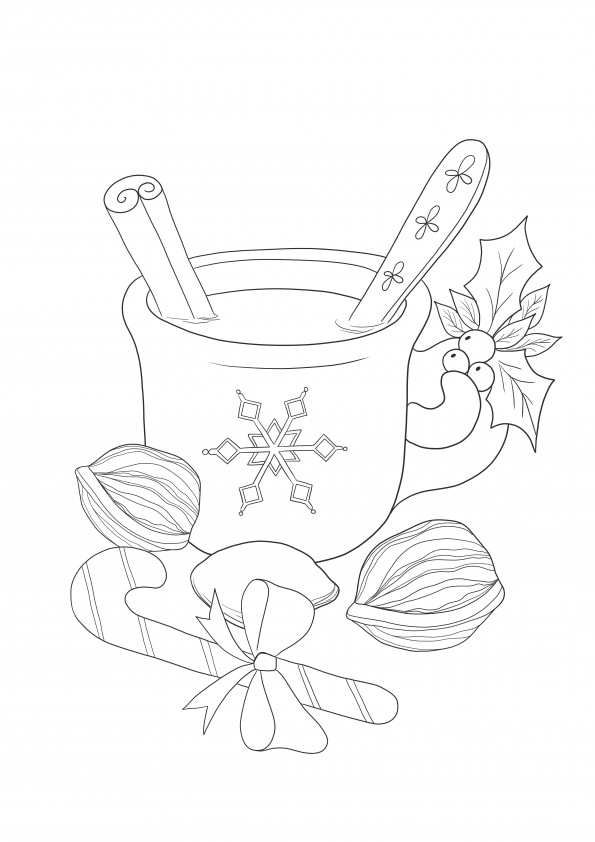 Christmas decorated cup for kids to color and free to print