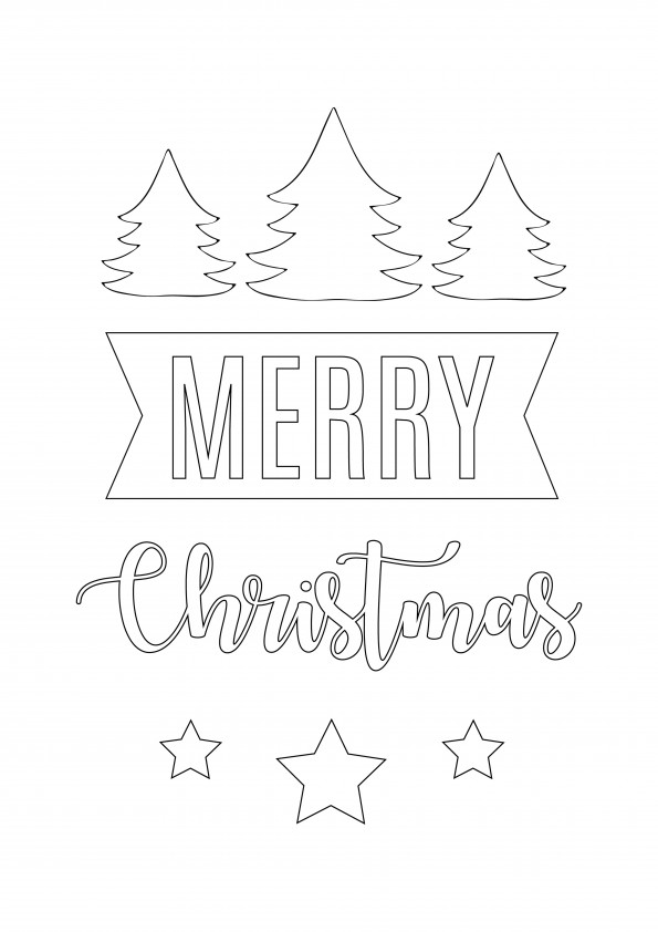 Free Merry Christmas card for kids to print and color easily