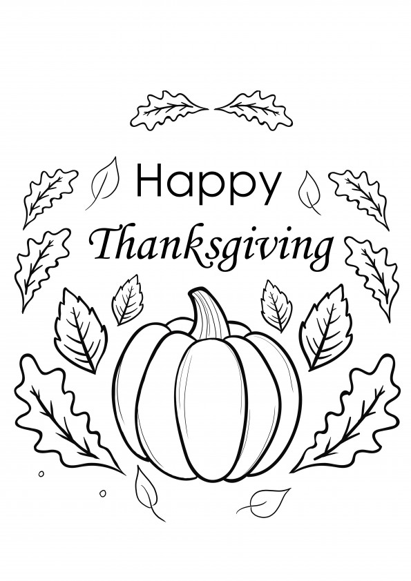 Happy Thanksgiving card to download for kids to color for free
