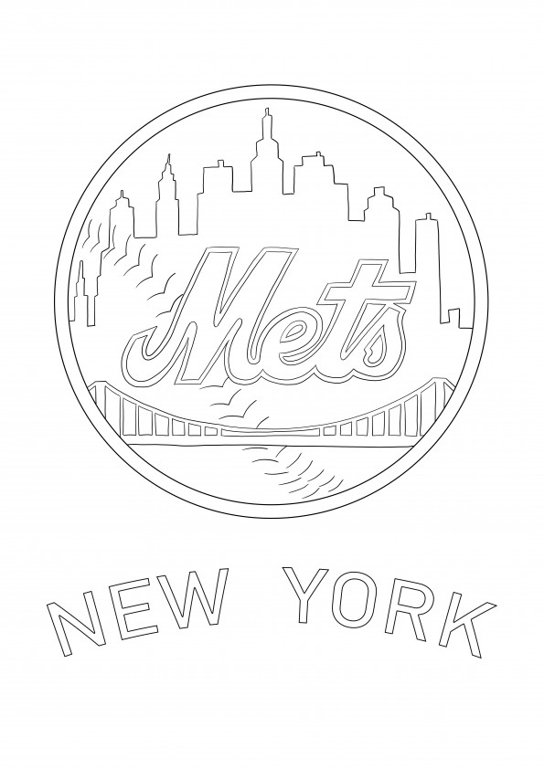 Free printable of New York Mets logo to color for kids to learn about sports.