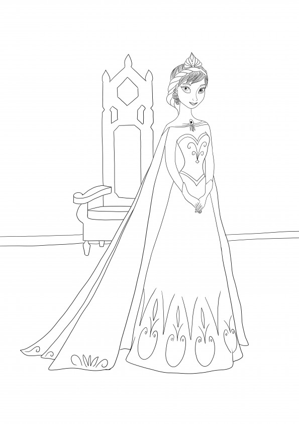 Simple and easy coloring of Elsa's Coronation sheet free to download and fun to color