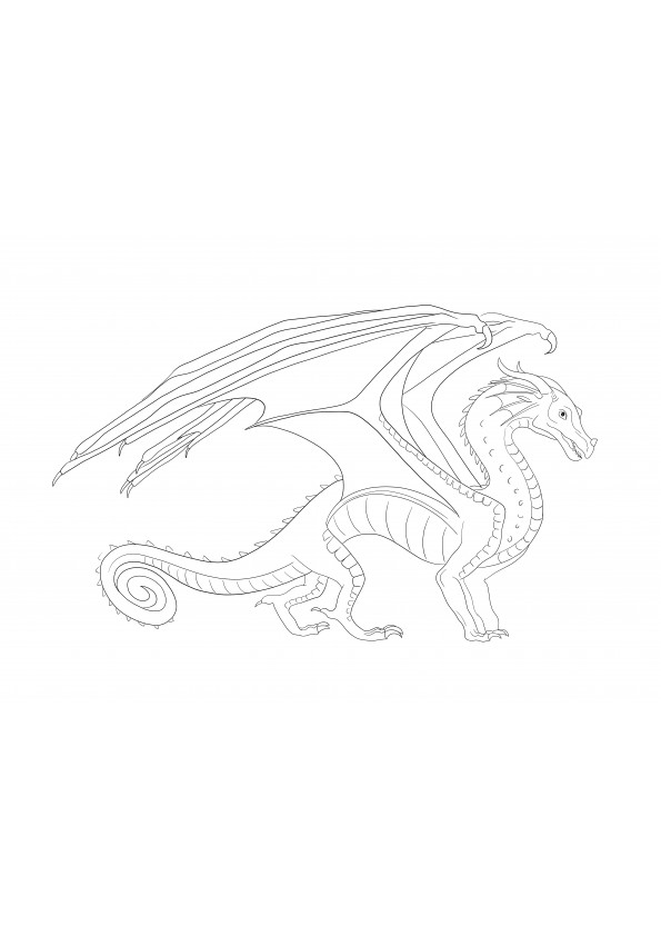The Rainwing Dragon from Wings of Fire is ready to be printed and colored for free