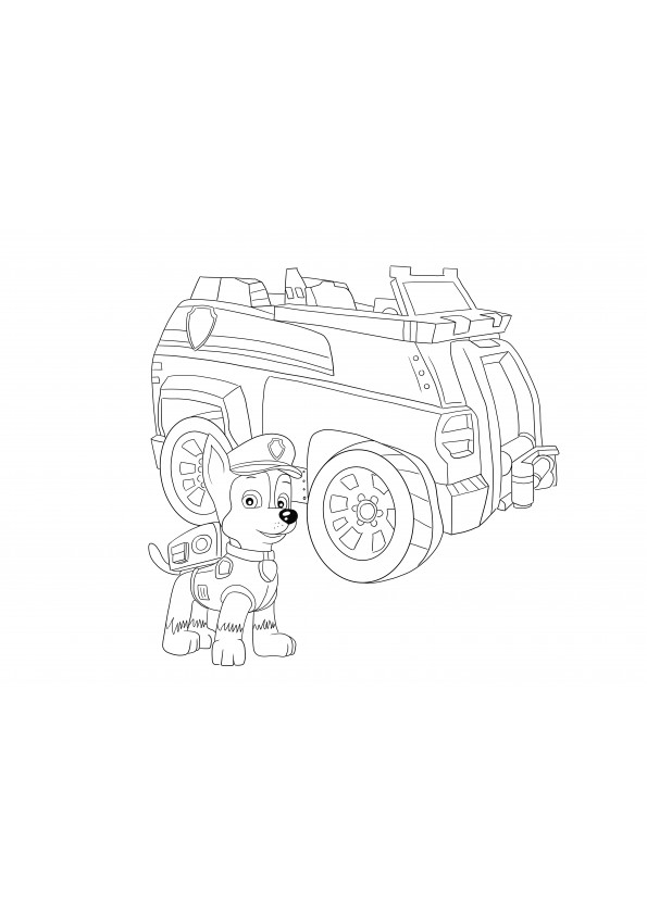 Paw Patrol Chase Police Car coloring page free to download or save for later