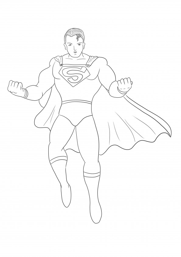 The simple and easy coloring sheet of Superman hero free to print