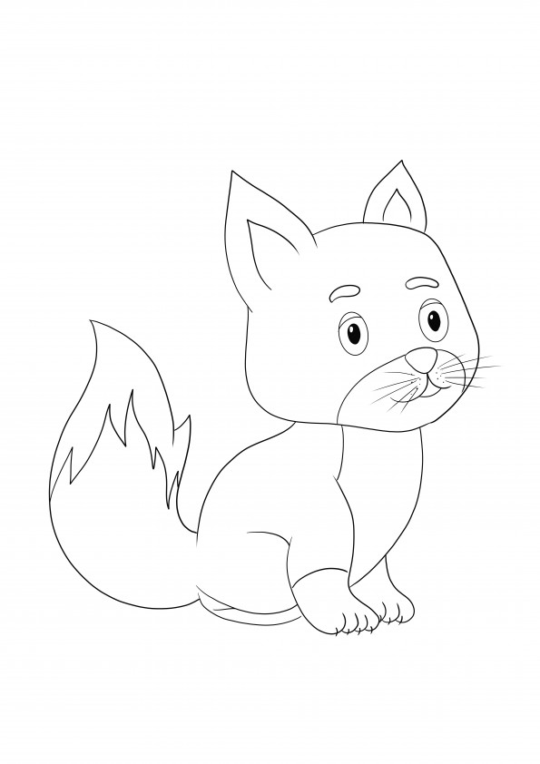 Cute Baby Fox coloring page free to print or download for kids