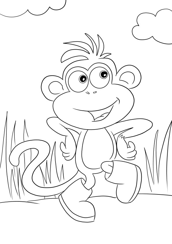 Boots the Monkey is free to print or save for later for kids to color