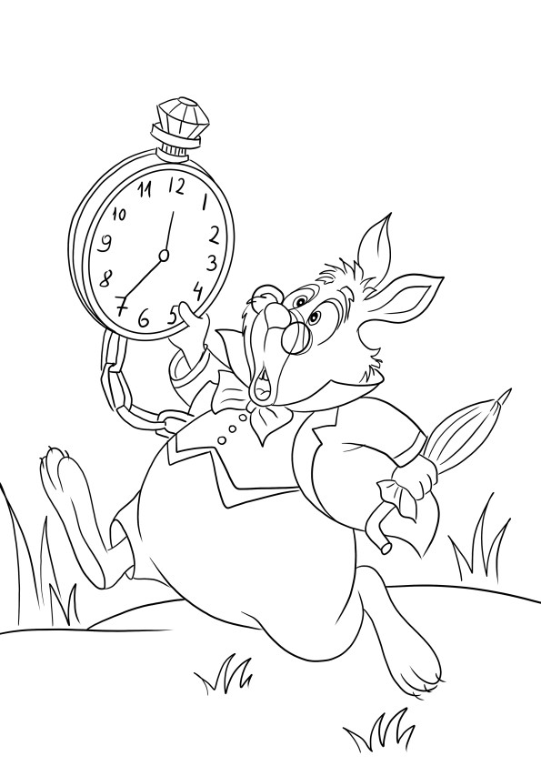 The White Rabbit and the Clock is here for free printing and coloring