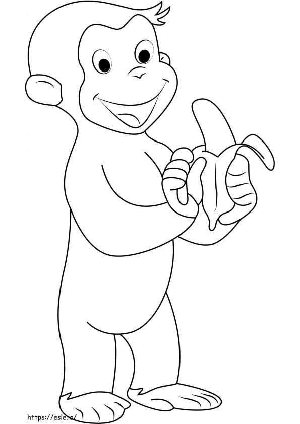 Curious George Eating Banana1 coloring page
