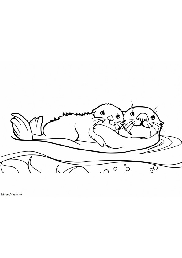 Two Otter Embracing coloring page
