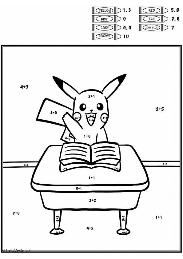 Free Pikachu Color By Number coloring page