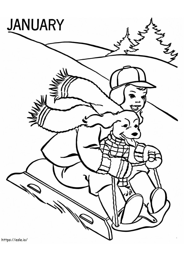 January Sleigh coloring page