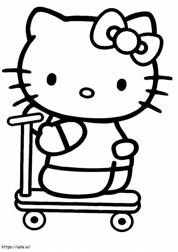 Hello Kitty Rides A Scooter coloring page