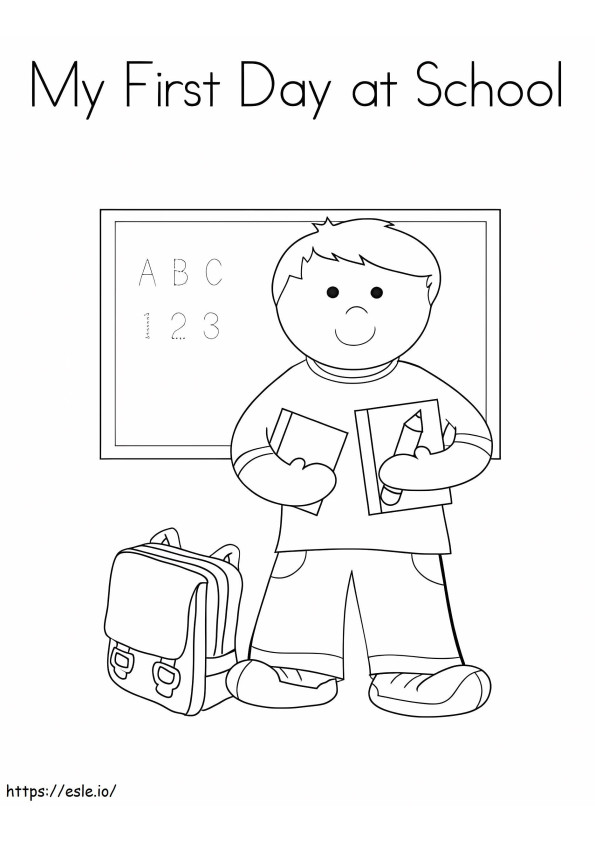 My First Day At School coloring page