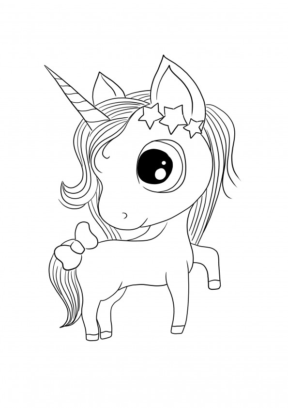 Cute unicorn with a bow free to color and print or direct download image