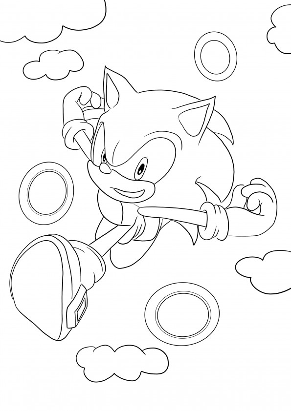 Free downloading and coloring of Sonic running through rings