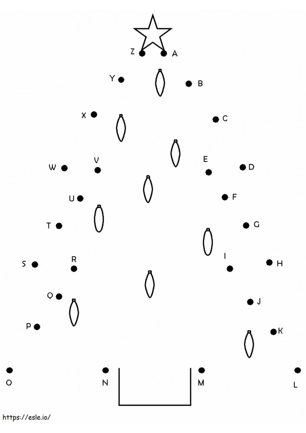 Simple Christmas Tree Dot To Dots coloring page
