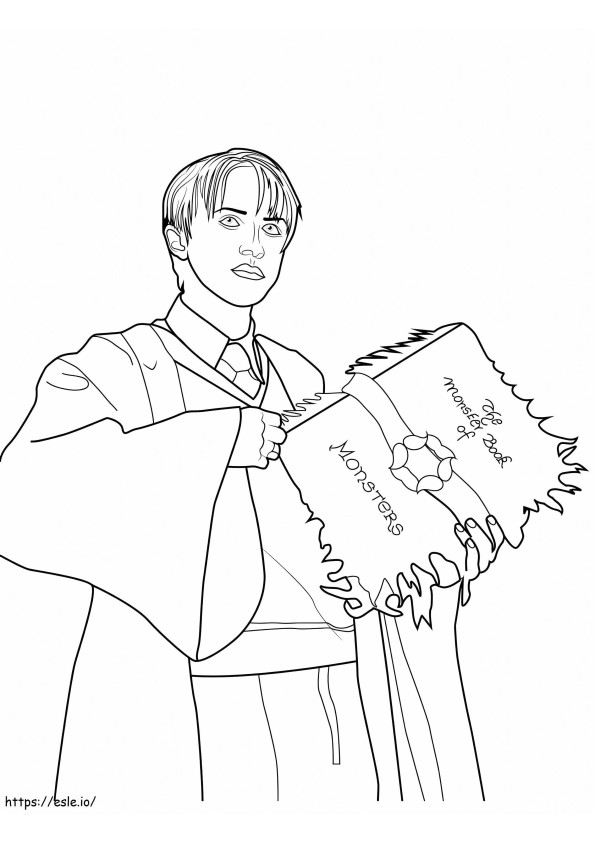 Draco Malfoy Holding A Book coloring page
