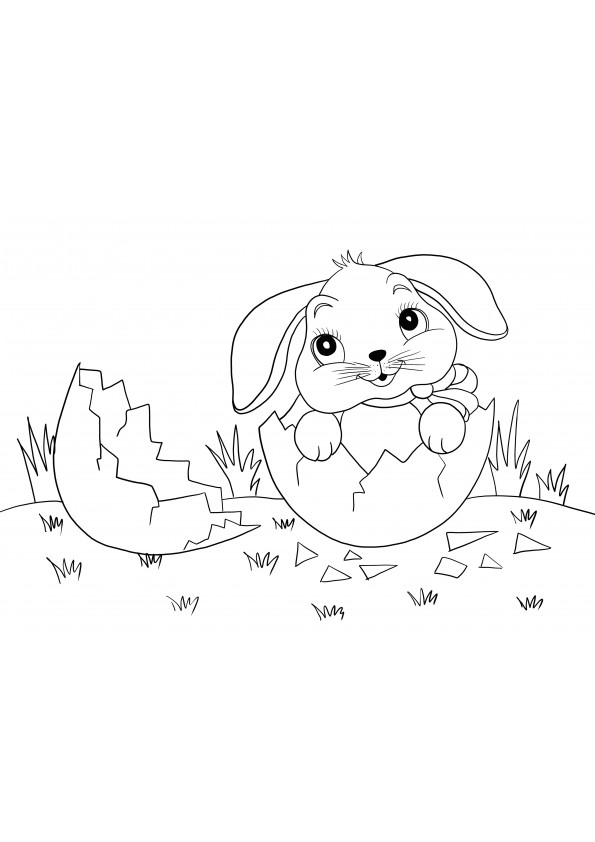 bunny in an eggshell coloring page for free