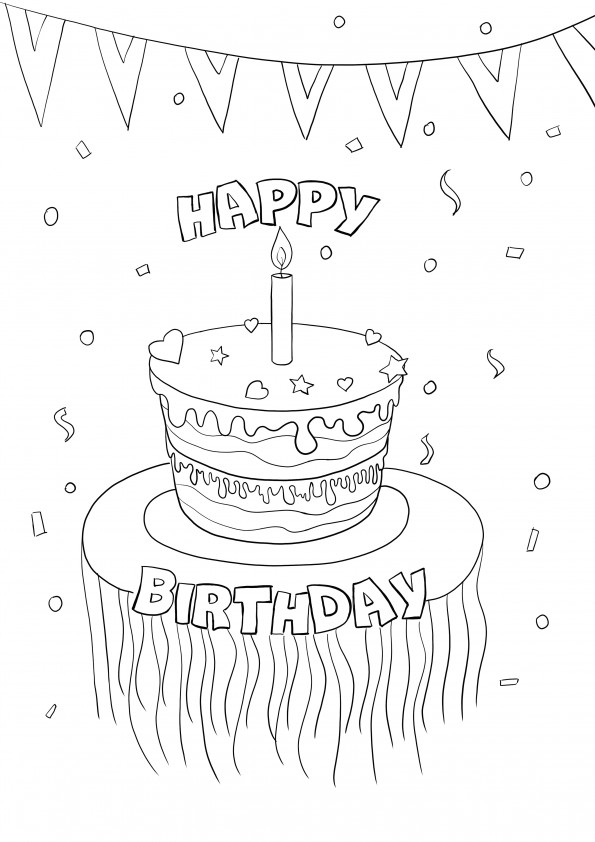 happy birthday cake to color and print for free
