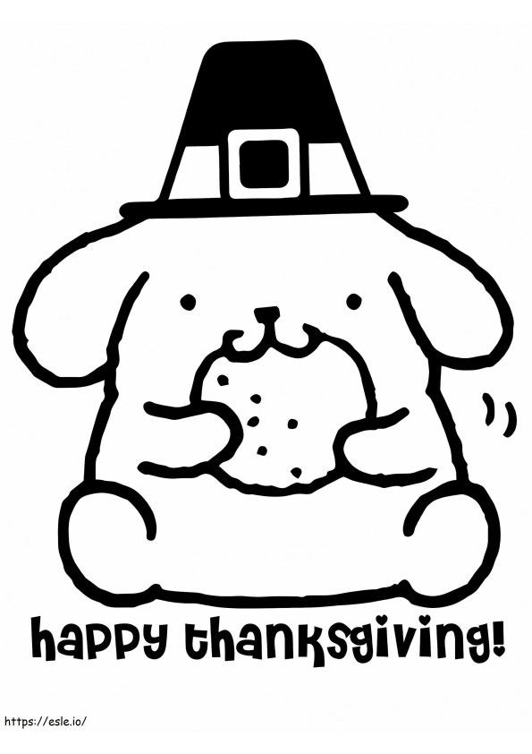 Pompompurin With Cookie Thanksgiving coloring page