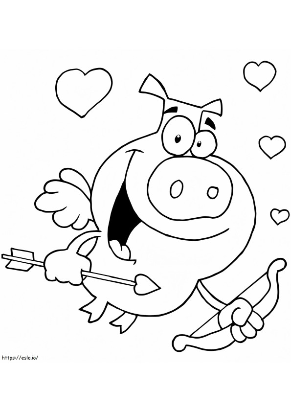 Cupid Pig coloring page