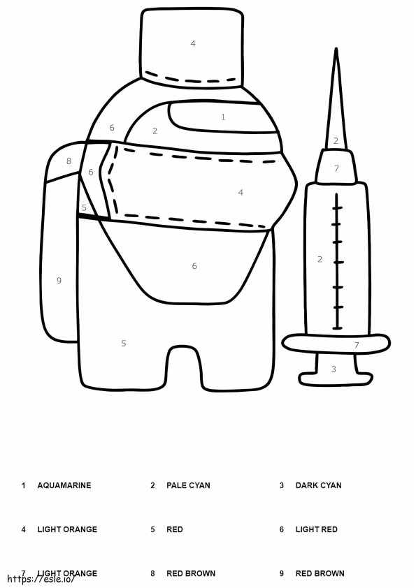 Color By Number Among Us coloring page