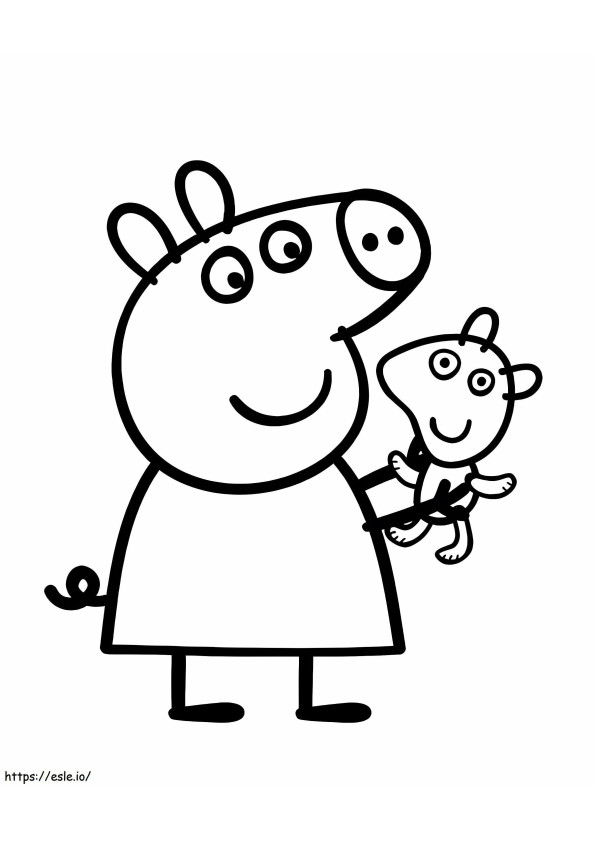 Peppa And Teddy Bear coloring page