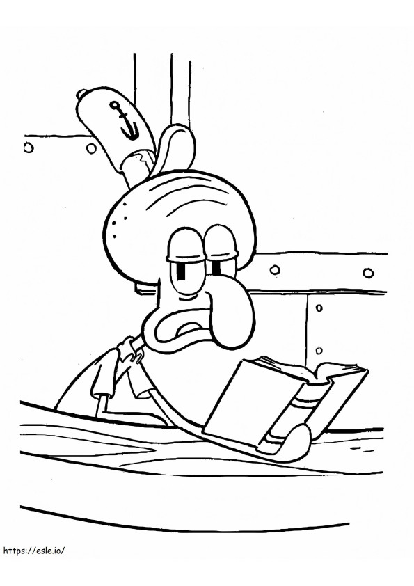 Squidward Tentacles Reading coloring page