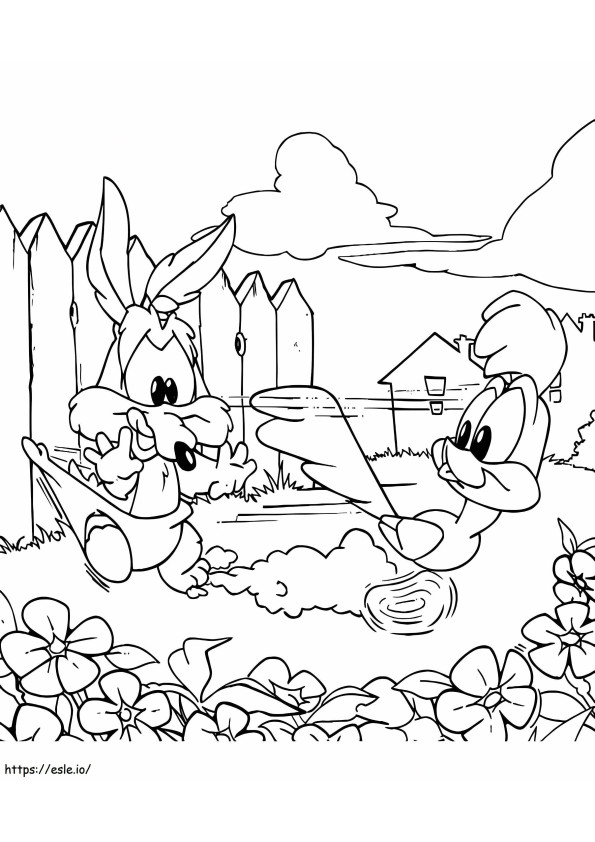Baby Road Runner And Baby Wile E. Coyote coloring page