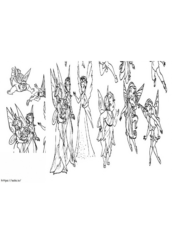 Tinkerbell And Nine Fairies coloring page