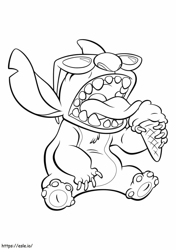 Stitch Eating Ice Cream coloring page