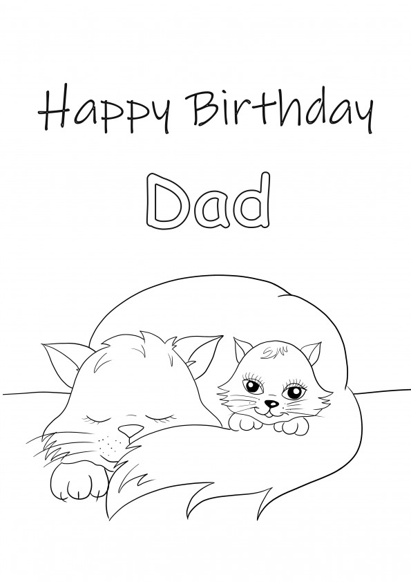 H B-day Dad card to download and color for free