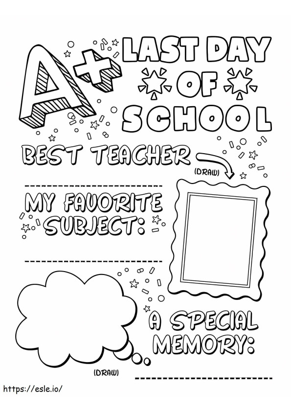 Last Day Of School Sign coloring page