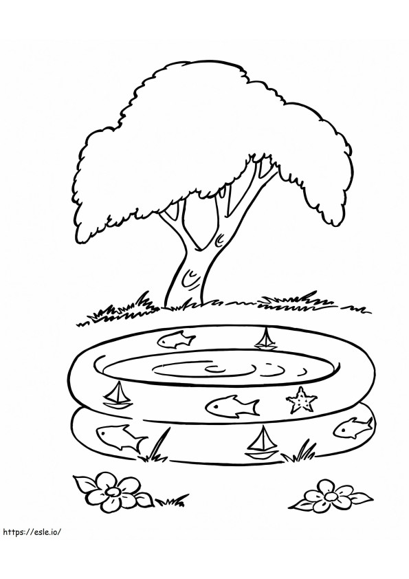 Small Pool And Tree coloring page