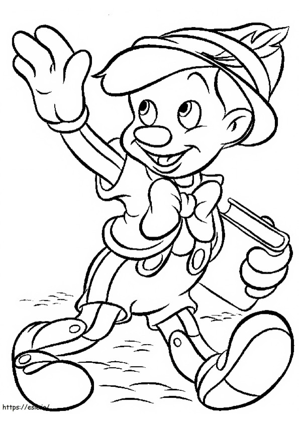 Happy Pinocchio coloring page