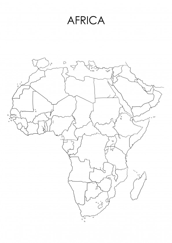Africa map free printable for easy coloring