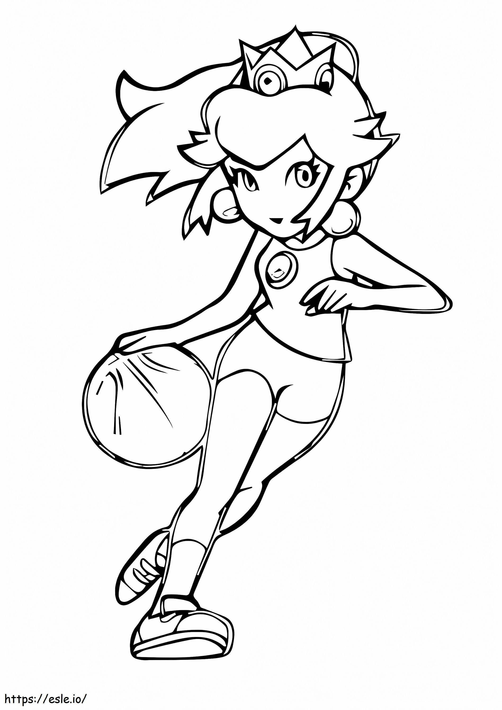 Coloriage Princesse Peach jouant au basket à imprimer dessin