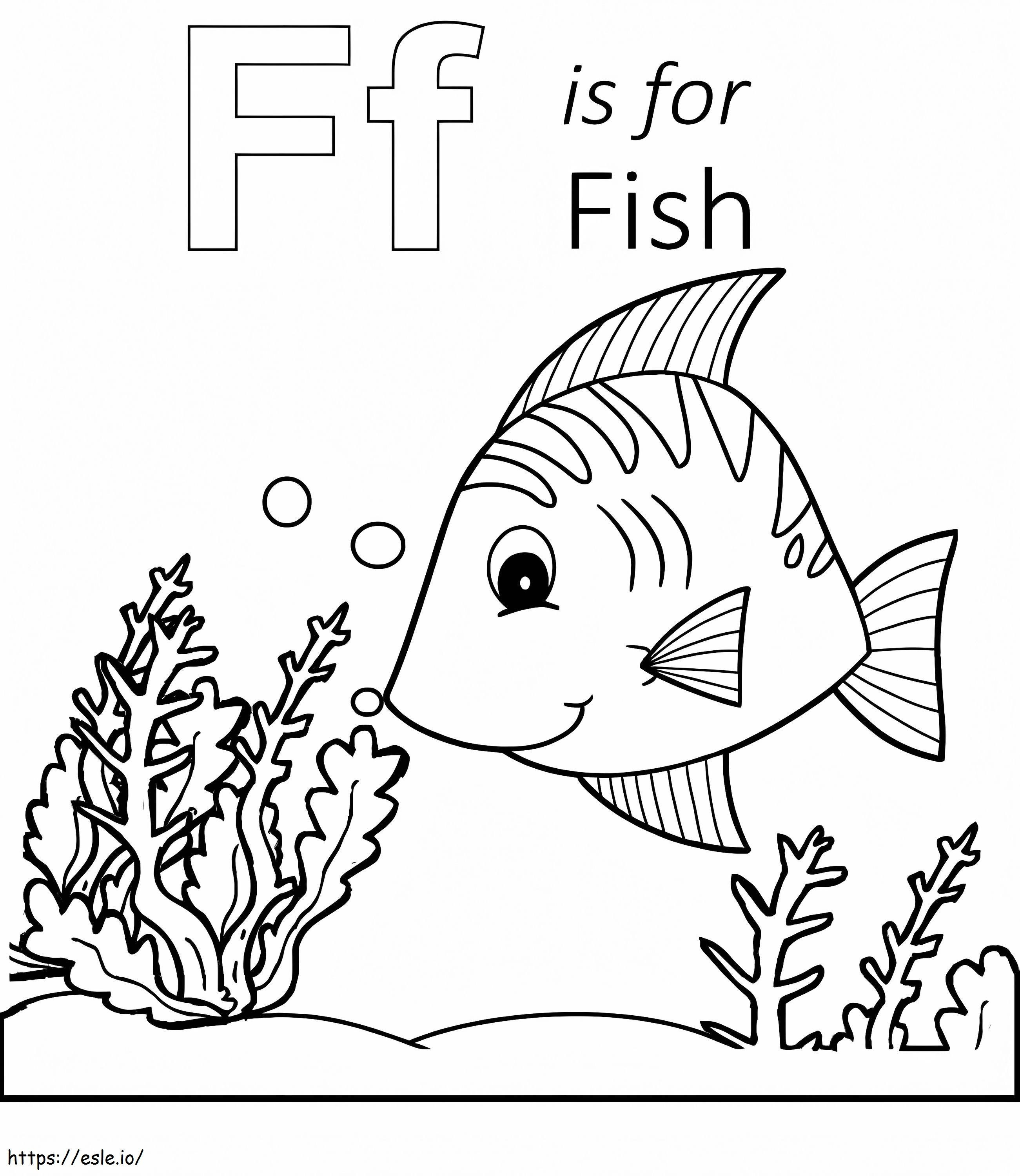 Coloriage F est pour le poisson à imprimer dessin