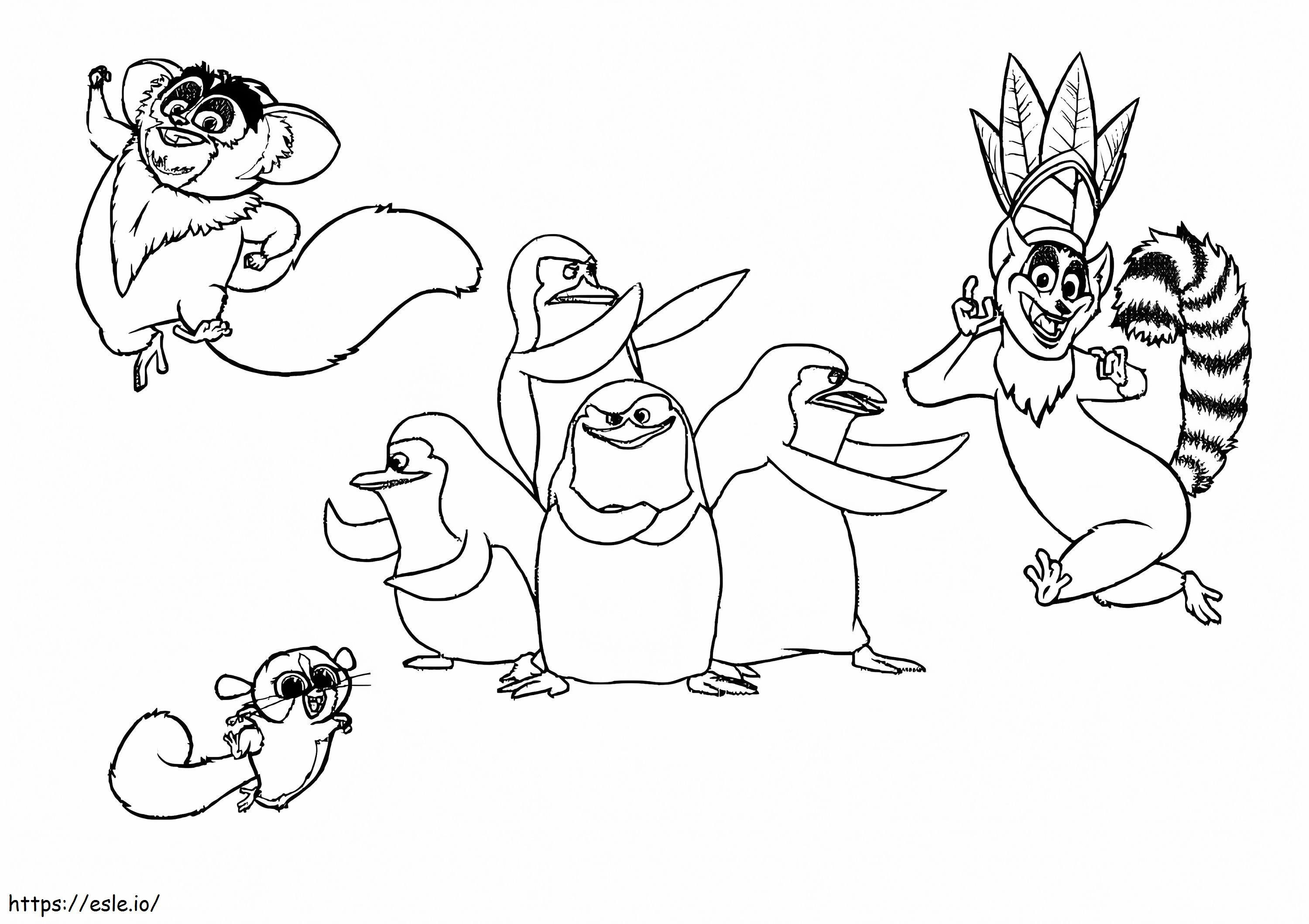 Personagens de Pinguins de Madagascar para colorir