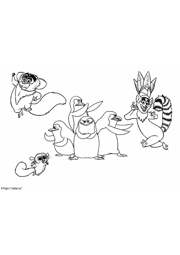Characters From Penguins Of Madagascar coloring page