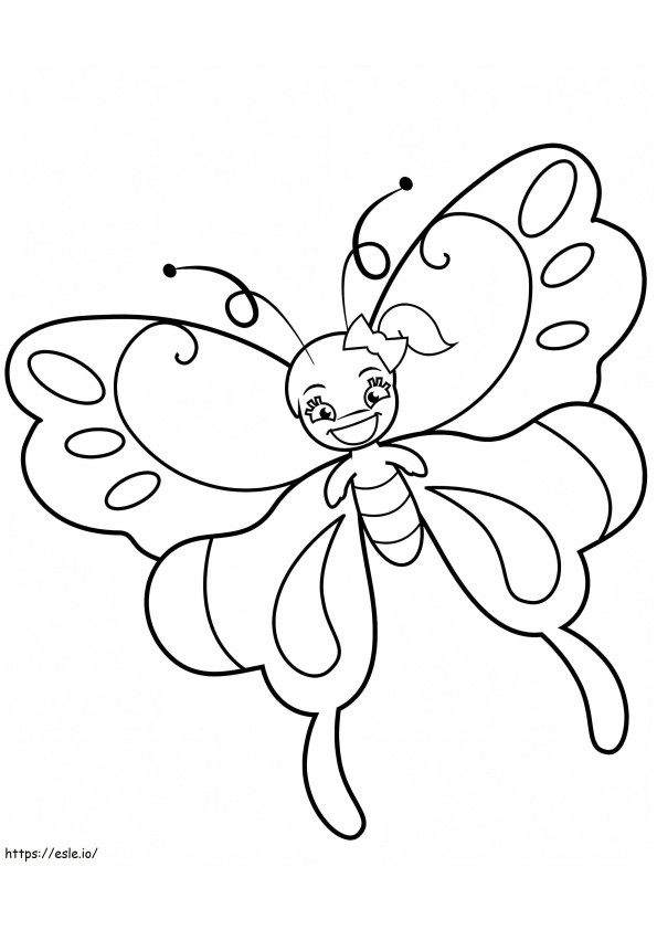 Cartoon vlinder glimlachen kleurplaat
