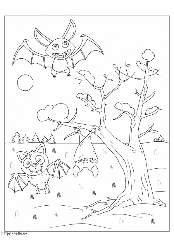 Tre pipistrelli dei cartoni animati da colorare