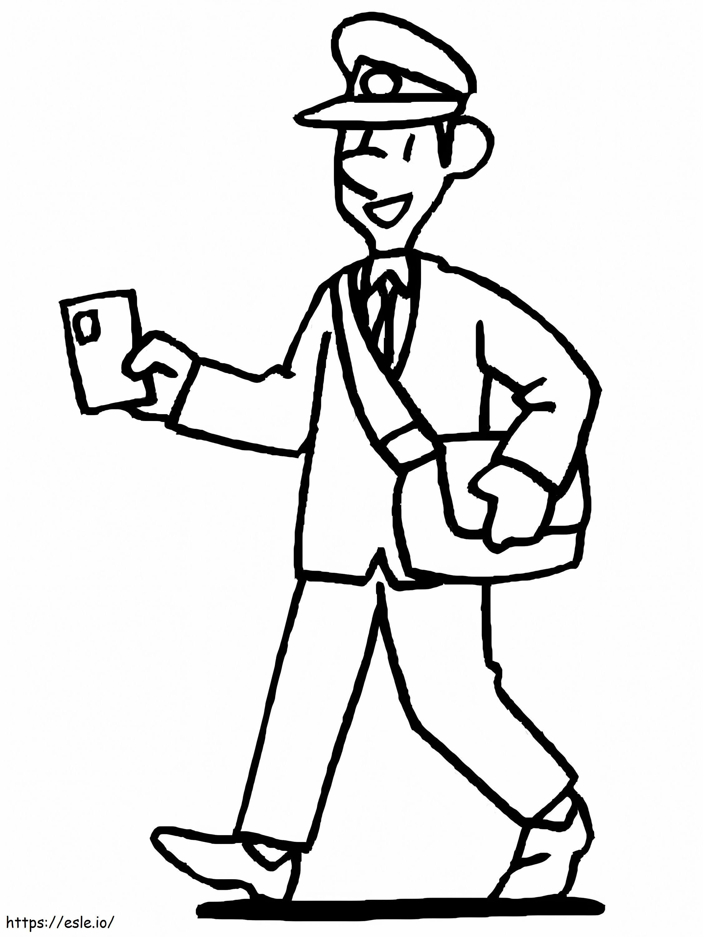 Funny Postman coloring page