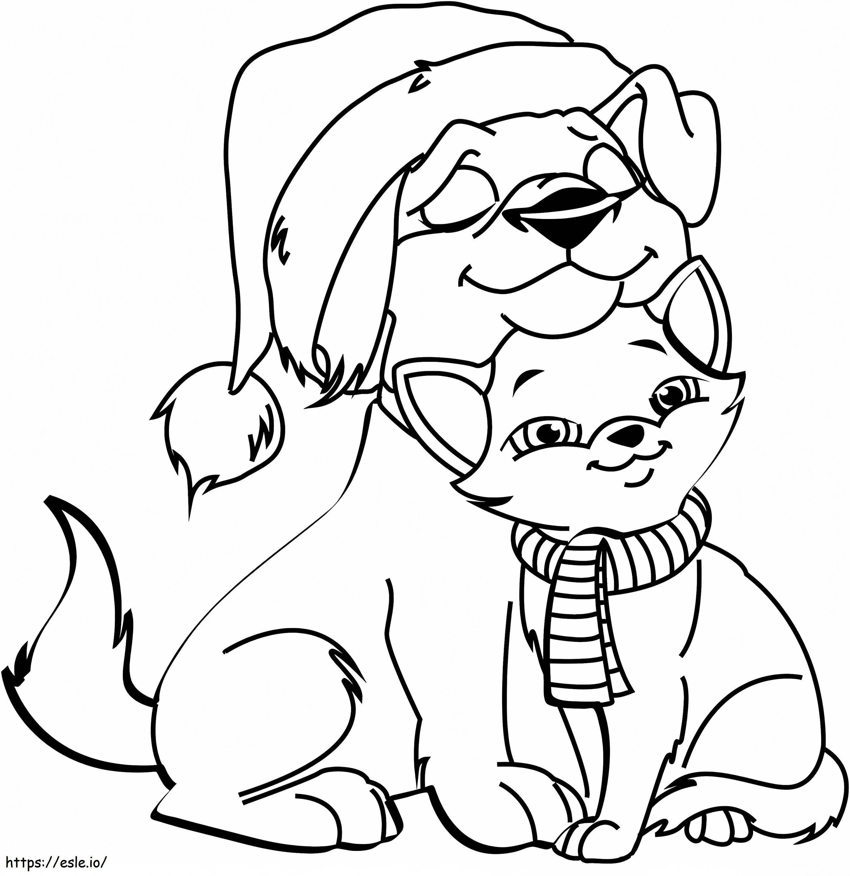 Dog And Cat Free Printable coloring page